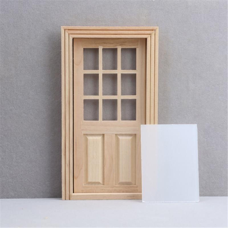 Antique Unpainted Miniature Door Model Figure For 1/12 Doll House Scene Decoration Kids Pretend Play Toy Accessory