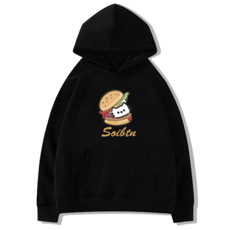 New Autumn Winter Loose Cute Comfortable Fashionable Hoodie Delicious Burger Print Women s Hoodie S