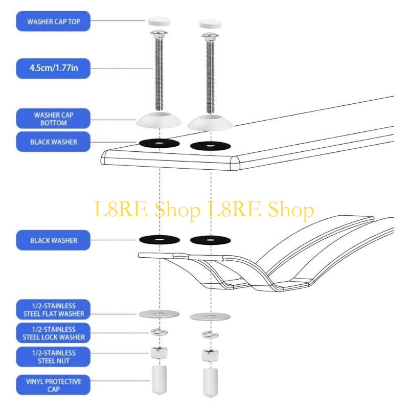 L8RE Juego de Pernos para Tabla de Buceo de Fácil Instalación con Tornillos y Arandelas Mejora la Seguridad Adecuado para Piscinas Residenciales Enterradas con Dos Agujeros