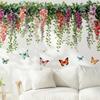 Green Leaves and Butterflies Wall Decals Nature Inspired Removable Wall Sticker for Living Room Bedroom Nursery Office Cafe