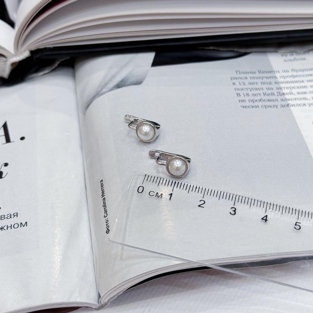 Серебряные серьги с натуральным жемчугом (2167952)