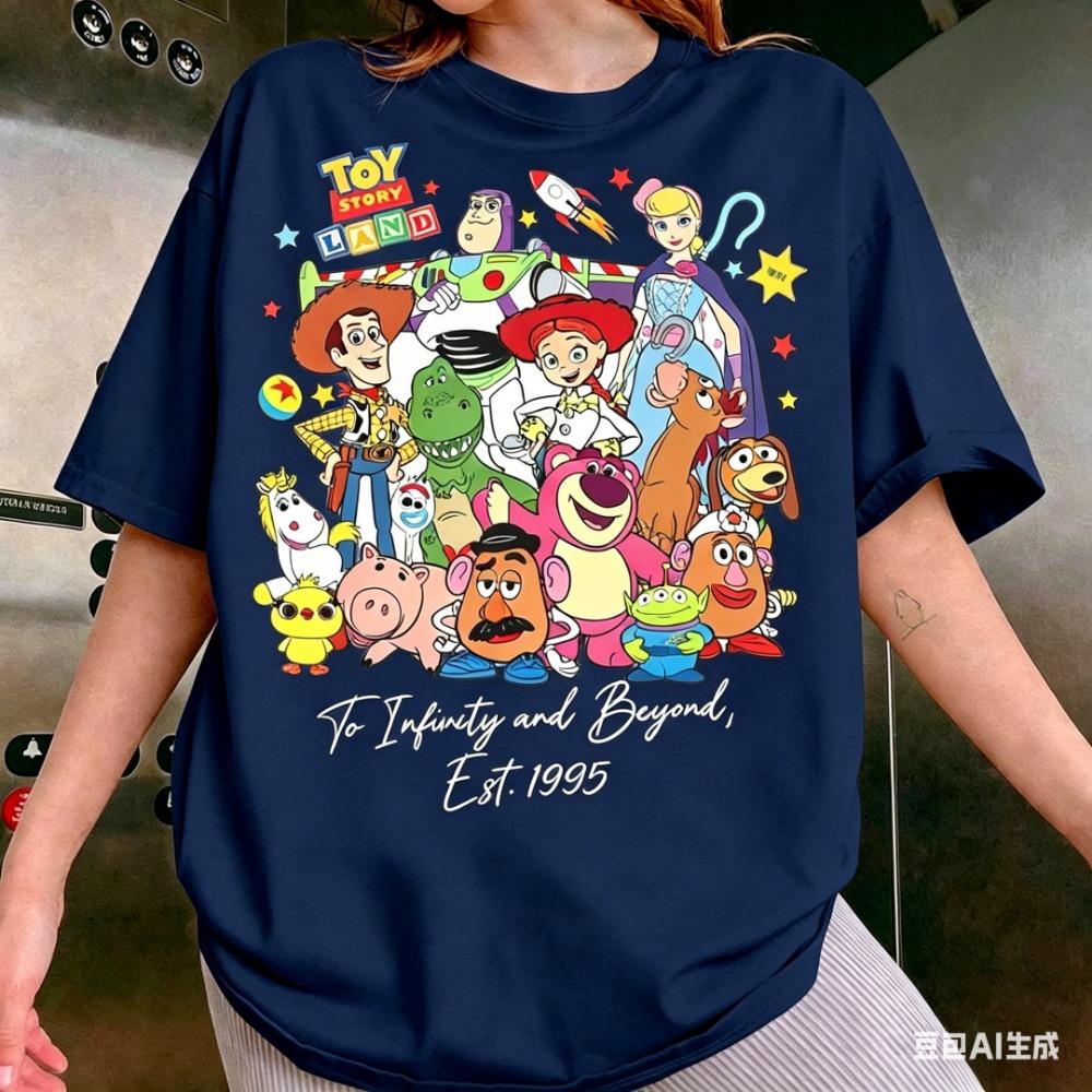 2026 New Toy Story Lobo Christmas Cotton Women's Casual Fashion Loose Short Sleeve