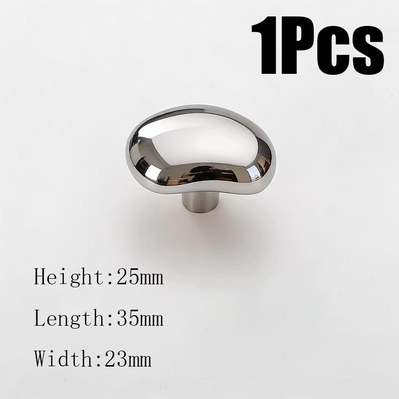 Creative Furniture Silver Shiny Wardrobe Door Pulls Solid Brass Handles Shoe Cabinet Kitchen Drawer Irregular Pebble Small Knobs