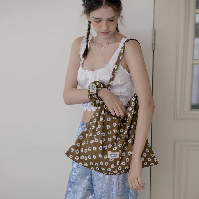 Floral eco bag _ caramel