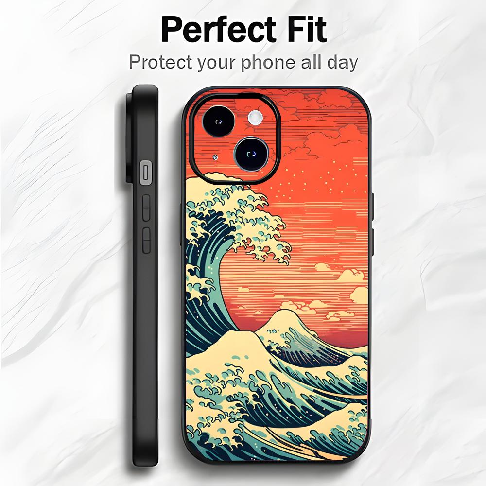 Art Ukiyo-e Ocean waves Phone Case Phone Case Soft Packaging Lightweight For iPhone17 16 15 14 13ProMax