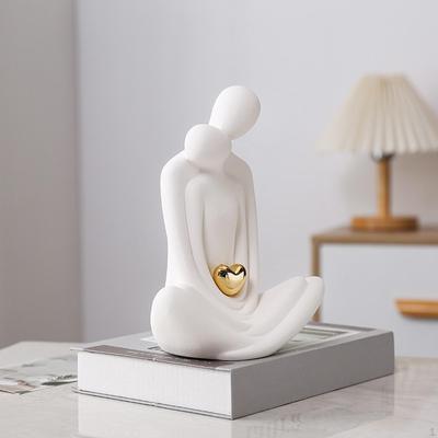 Porcelain Statue Hugging Couple Figurines Anniversary Gift Collection Decoration Tabletop Ornament