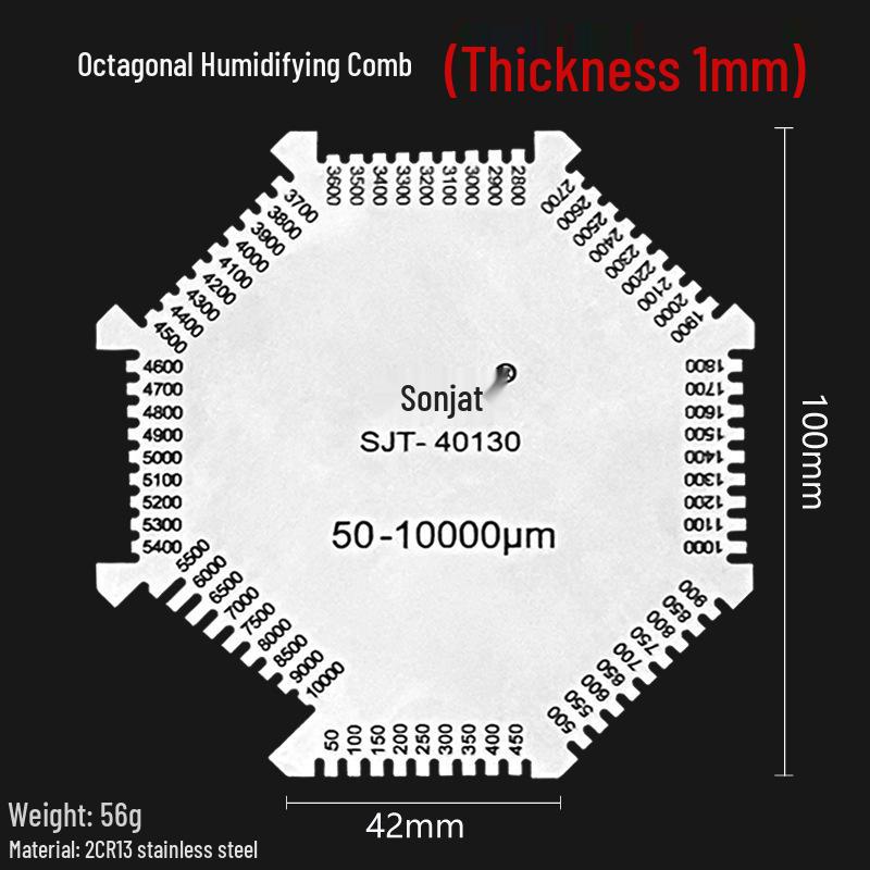 Hexagonal Stainless Steel High-Precision Wet Film Thickness Gauge Comb