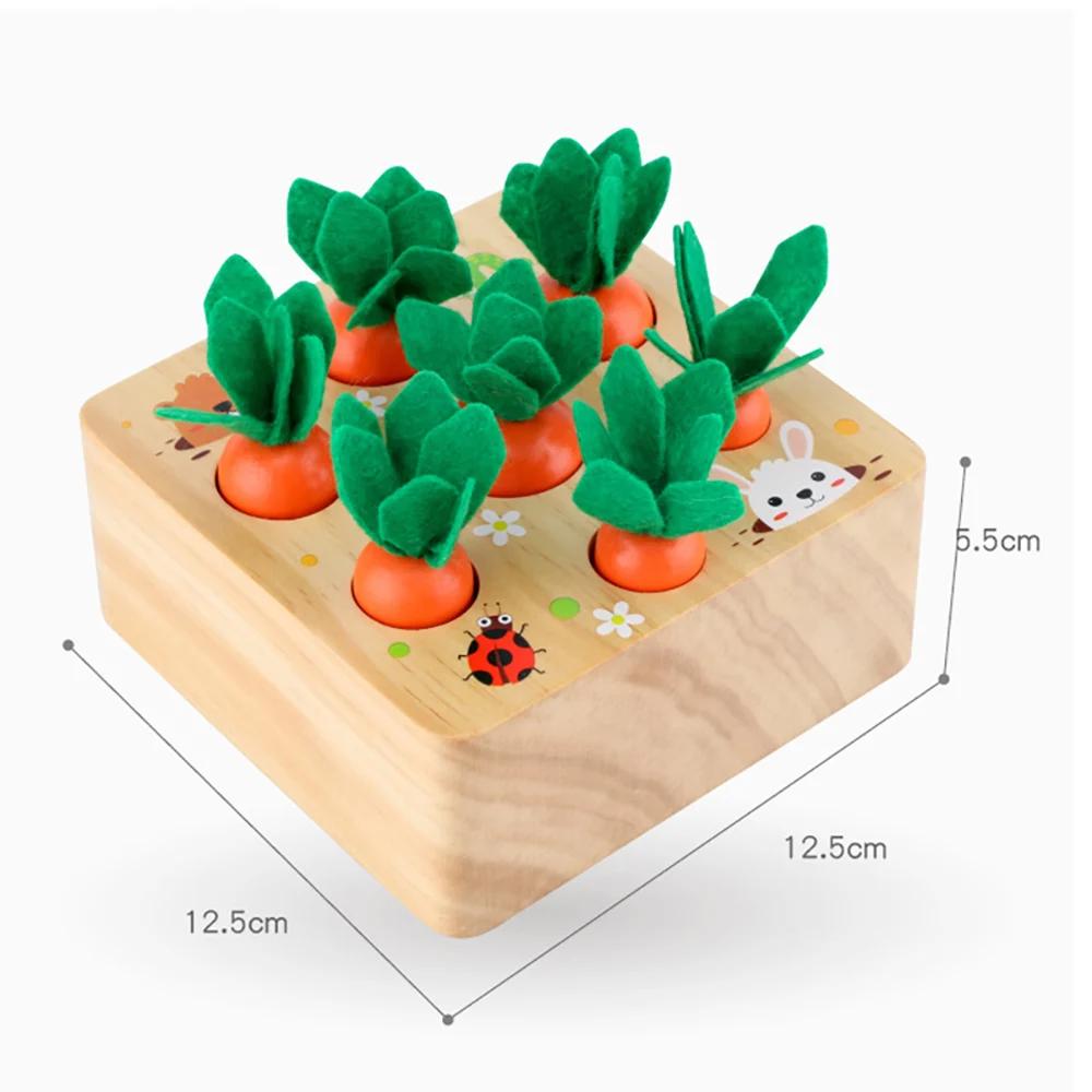 Children Puzzle Pull Up Carrots Game Toy Baby Early Education Wooden Carrot Shape Matching Sensory Toys Montessori Learning Toys