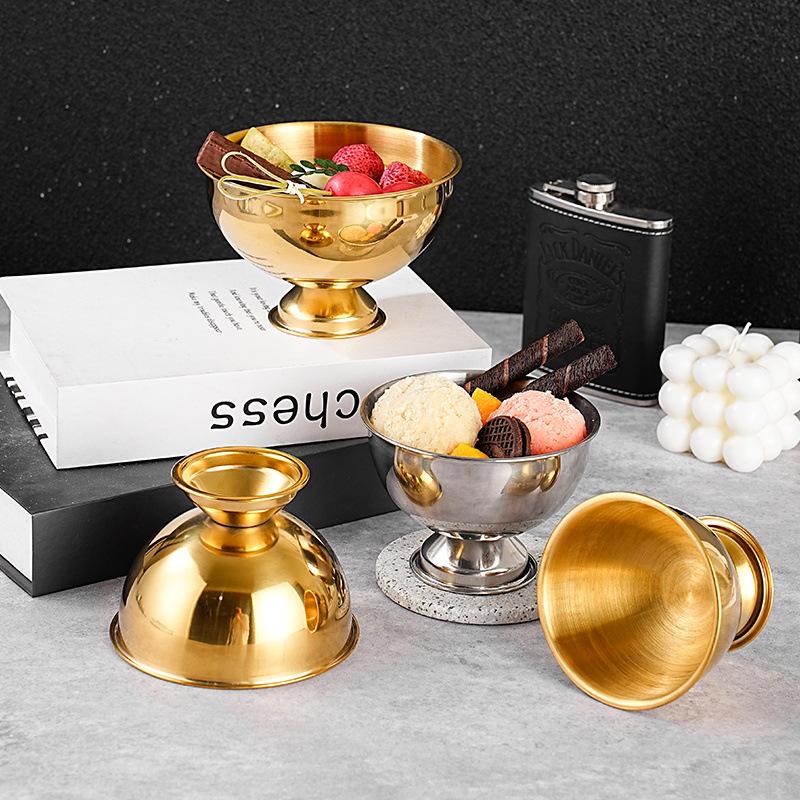 Stainless Steel High-Footed Dessert Cup for Salad, Ice Cream, and Soup