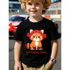 European Sizes Boys' Short-sleeve T-shirt with 'cut Happy Baby' and Raccoon Print, Trendy Pattern Design, Soft and Comfortable Everyday Top
