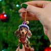 Christmas Cartoon Cute Dog Cat Ornaments Dachshund Dog Hanging Decoration Xmas Tree Pendant Home Party Supplies Car Decor Gifts