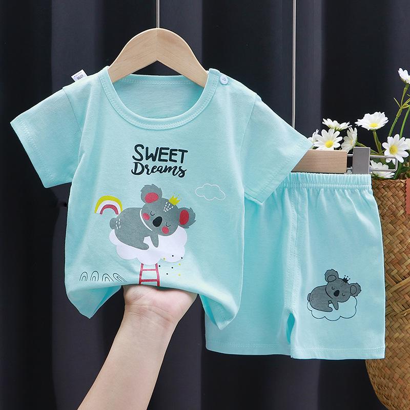 2025 Kids' Short Sleeve Summer Pajama Set - Boys and Girls Baby T-shirt and Shorts