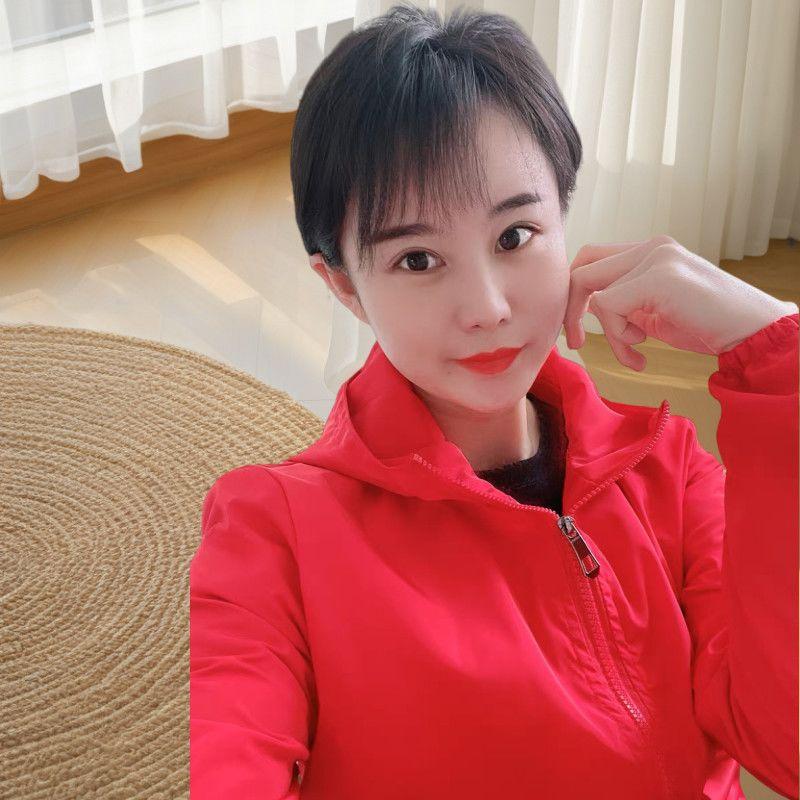 

Женская укороченная куртка Весна-Осень Новая Повседневная Тонкая Куртка Куртка с Капюшоном L красный