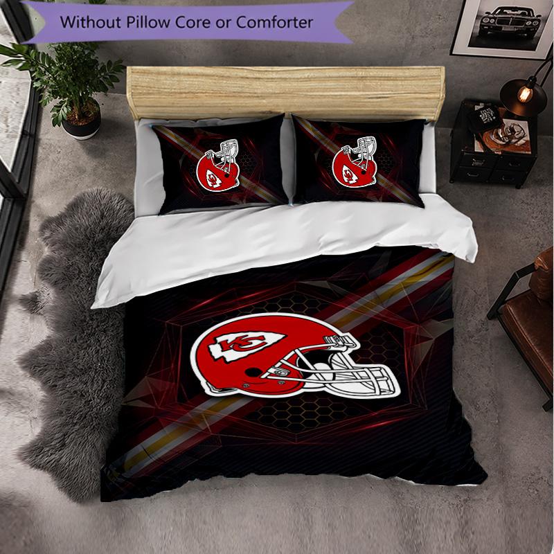 Set Biancheria da Letto in Microfibra con Fantasia Kansas City Chiefs 3 Pezzi Copripiumino Decorativo per Camera da Letto Uso Domestico