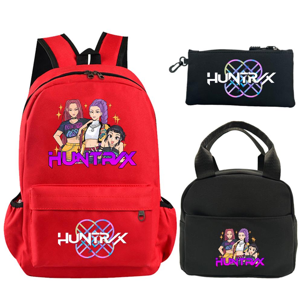 3Pcs/set Anime K-Pop Demon Hunters Printed Backpack with Shoulder Bag Pencil Case for Student Boy Girl Schoolbag Large Capacity Waterproof Bookbag