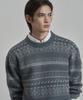 WORK ON BODY OFF Decor Semi-Overfit Fair Isle Knit [Blue]