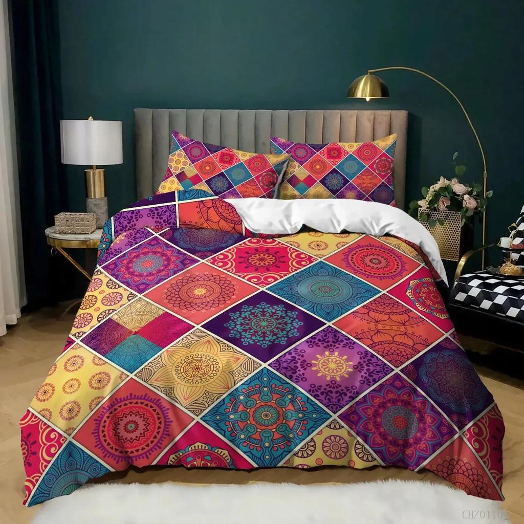 Boho Mandala Bedding Set 3D Fashion Duvet Cover Sets Twin Full Queen King Size Pillowcase for Kids Girls Couple Gift Home Decor