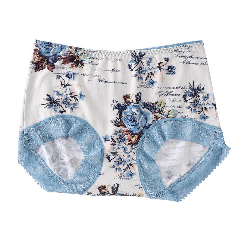 Lace Trim Seamless Cotton Women's Sexy Printed Boxer Briefs