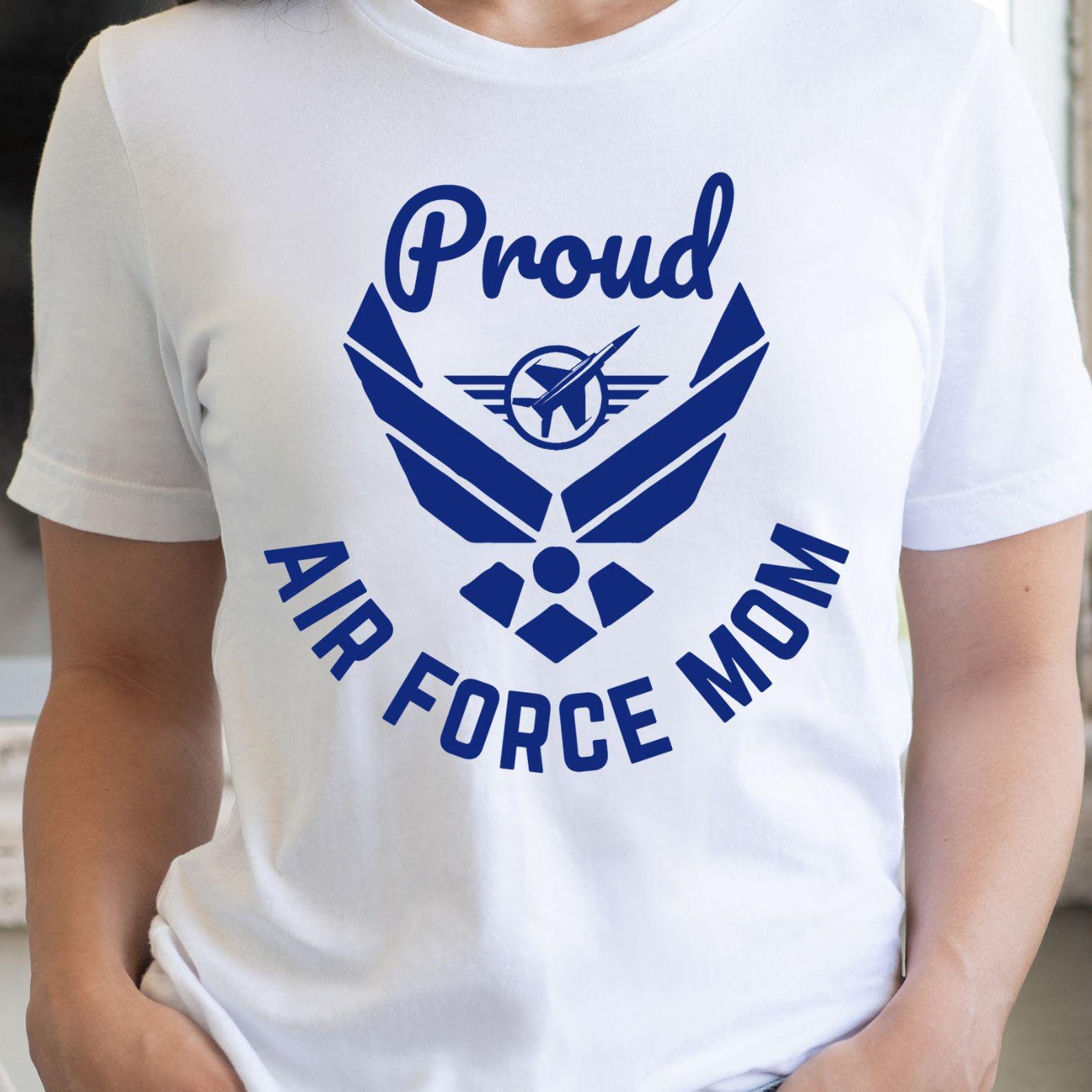 Proud Air Force Mom T-Shirt | Military Mom Tee, Air Force Emblem, 7 colors 2XL