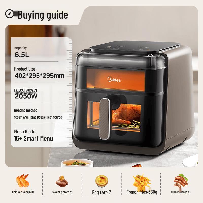 Midea 6.5L Smart Air Fryer with Steam & Roast CN plug (adapter included)