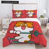 Cartoon Tiger Duvet Cover King Queen Animal Forest Theme Bedding Set for Kids Boys Girls Jungle Wildlife Polyester Quilt Cover