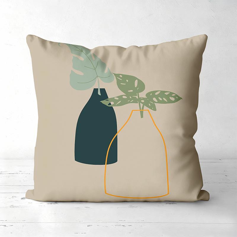 Modern Plant Vase Pattern Decorative Cushion Covers Polyester Pillowcase, Sofa Decorative Cushion Cov Headboard Pillow