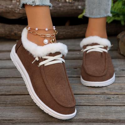 Mode 2024 Damen Schnür-Mode Vielseitige Damen Winterstiefel Warme Plüsch Schneestiefel Sneakers Baumwollschuhe