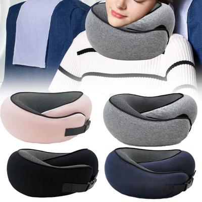 Almofada de Viagem Confortável para Pescoço Espuma de Memória Almofada em Forma de U Portátil Ajustável Suporte Suave para Pescoço Almofadas para Dormir na Pausa do Meio-dia