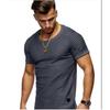 Men's Crew Neck Slim Fit Solid Color Short Sleeve T-Shirt Rough Sleeve Men's Short