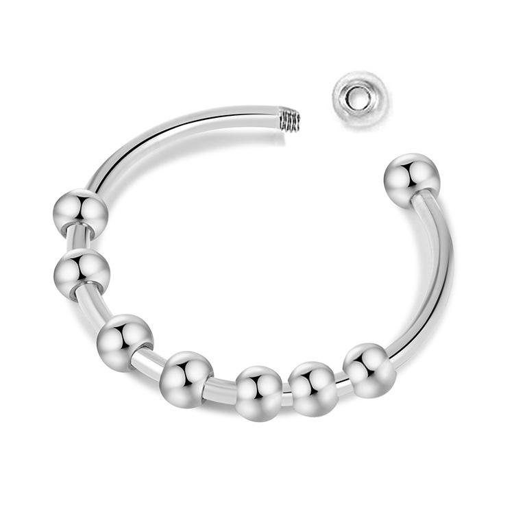 Stainless Steel Adjustable Spiral Bead Fidget Ring