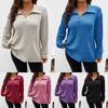 2025 Autumn/Winter V-Neck Long Sleeve Plus Size Women's Ribbed T-Shirt