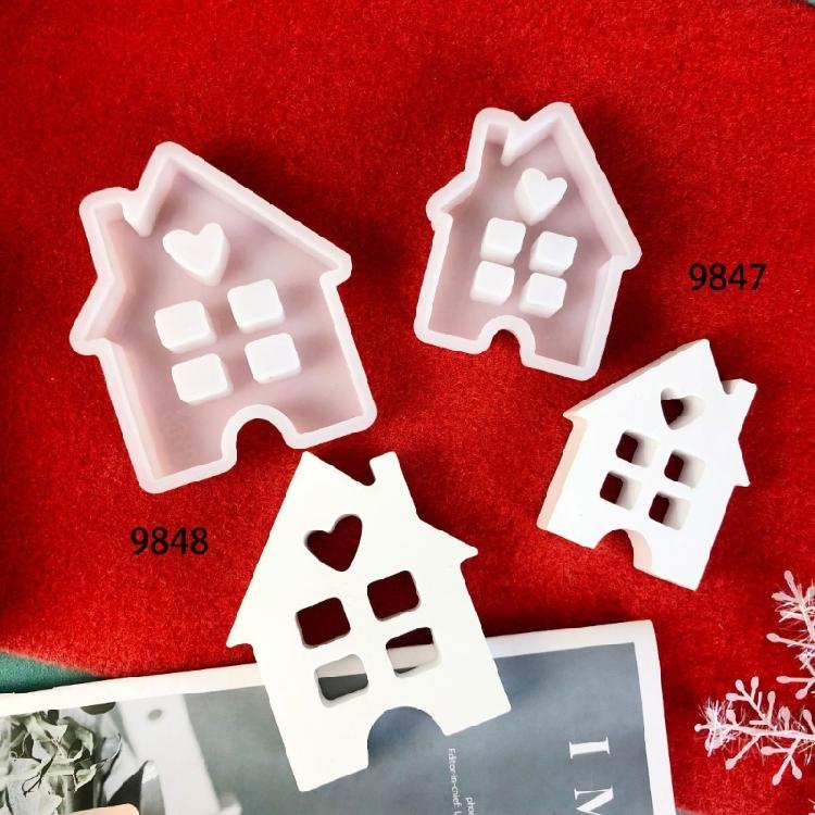 House Shape Silicone Candle Mold DIY Easter Candle Mold 3D House Resin Moulds