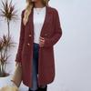 Women's Lapel Long Sleeve Mid-Length Woolen Coat Loose Fit Casual Fall Winter Blazer Jacket