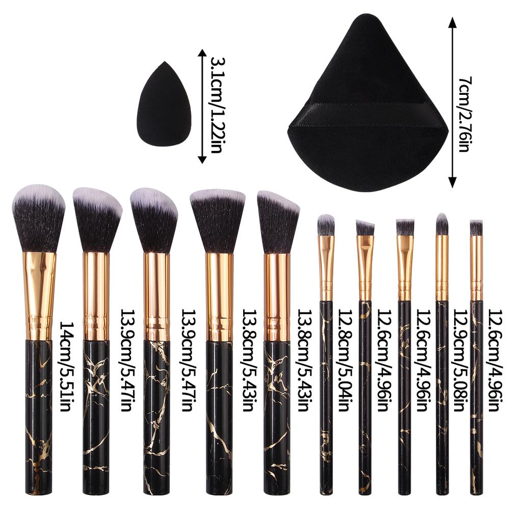 Beginner 10pcs Soft bristle makeup brush set,4 dry and wet dual-purpose makeup powder puffs and spongeegg makeup toolcombination