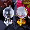 92MF Mini Round Earth World Map Crystal Glass Clear Stand Desk Decoration Gifts
