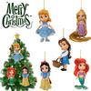 Feestelijke kerstboomversiering met Assepoester, Sneeuwwitje, Ariel, Belle en Rapunzel.