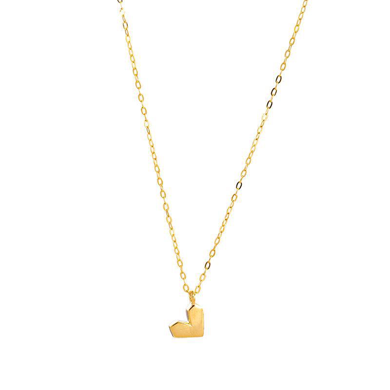 Banyan Tree S925 Silver Geometric Faceted Heart Pendant Necklace for Women