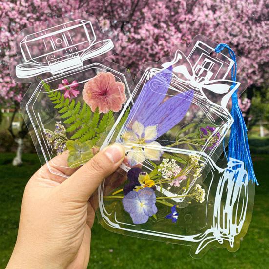 20 Pcs DIY Handmade Transparent Dried Flower Bookmark Clear Jar Bottle Shaped Stickers for Pressed Flowers Page Clips Bookmark