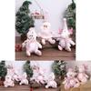 Adorable Pink Snowman And Reindeer Plush Figurines For Christmas Holiday Decor