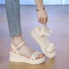 2025 New Women's Sandals One-button Summer Sweet Fashion Thick-soled Non-slip and Thin Versatile Open-toed Roman Shoes