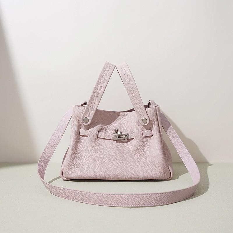 Top Layer Cowhide Leather Bag Female Niche Design Vegetable Basket Water Bucket Commuting Handbag Crossbody Manufacturer