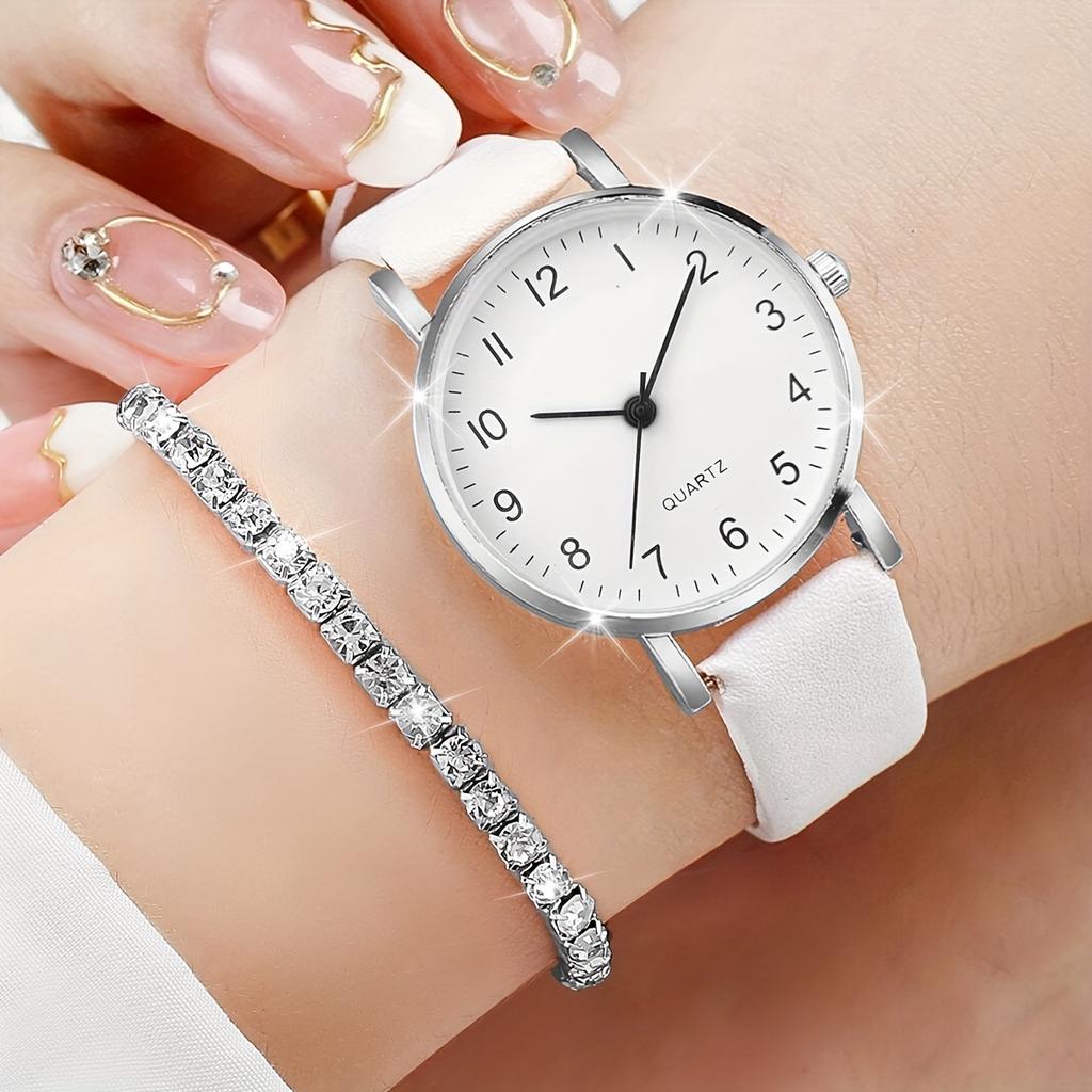 Xiaomi 5/6PCS Fashion Women's Quartz Watch Leather Band Analog Quartz Watches with Diamond Jewelry (Without Box)