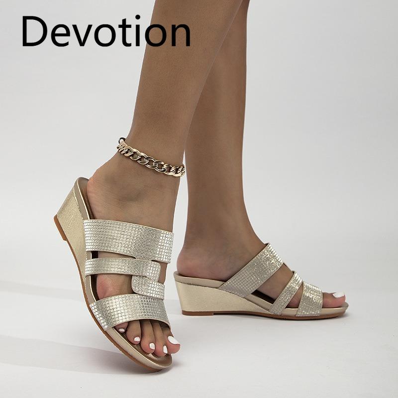 Amazon foreign trade casual platform sandals summer new comfortable wedge flash slippers for external wear Devotion
