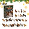 Acrylic Ornament Set Christmas Pony Advent Calendar, 24-Day with Mini Birthday Gifts for Children Horse Figures, Tree Hanging Countdown Decor,