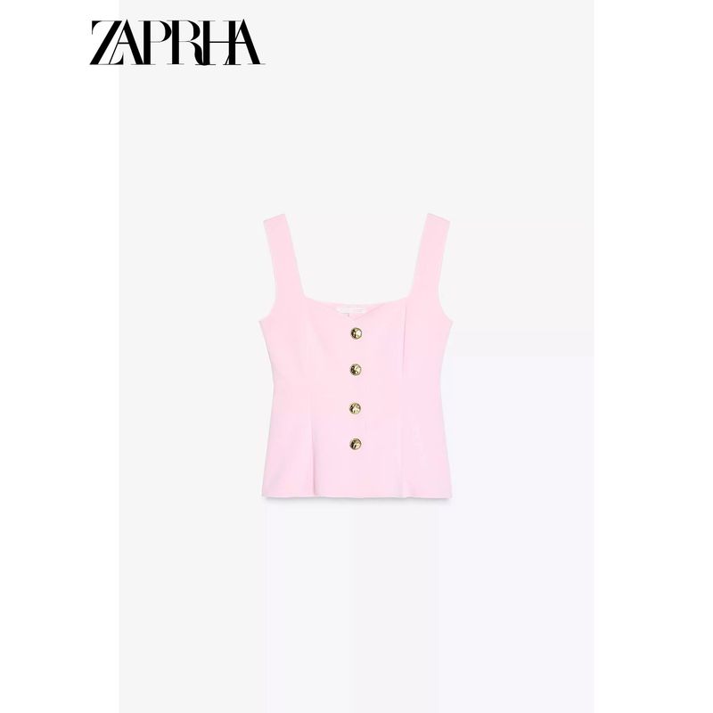 Zaprha 2025 New Arrival Fashion Sweet Square Collar Short Skirt Hem Elastic Vest Tops Female 5584229
