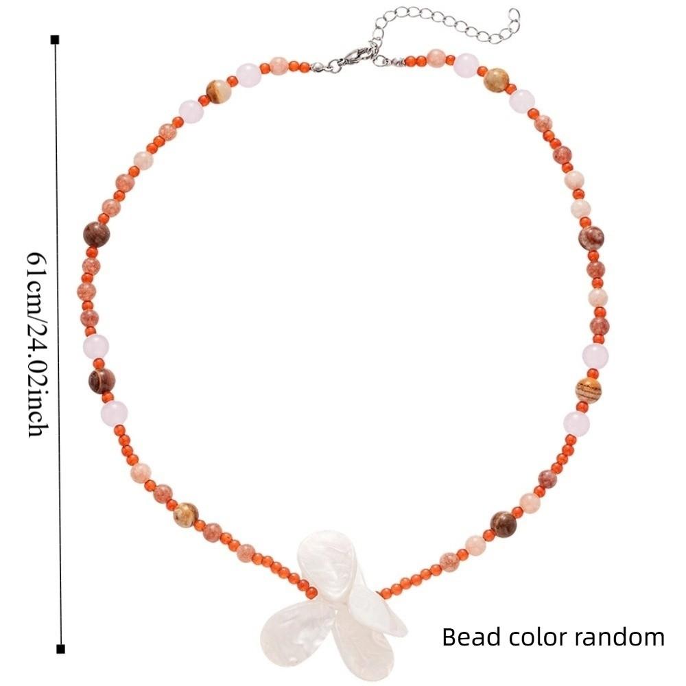 Boho Shell Flower Necklace Ocean Style Ocean Style Neck Chain Stone Pendant Necklace  Summer