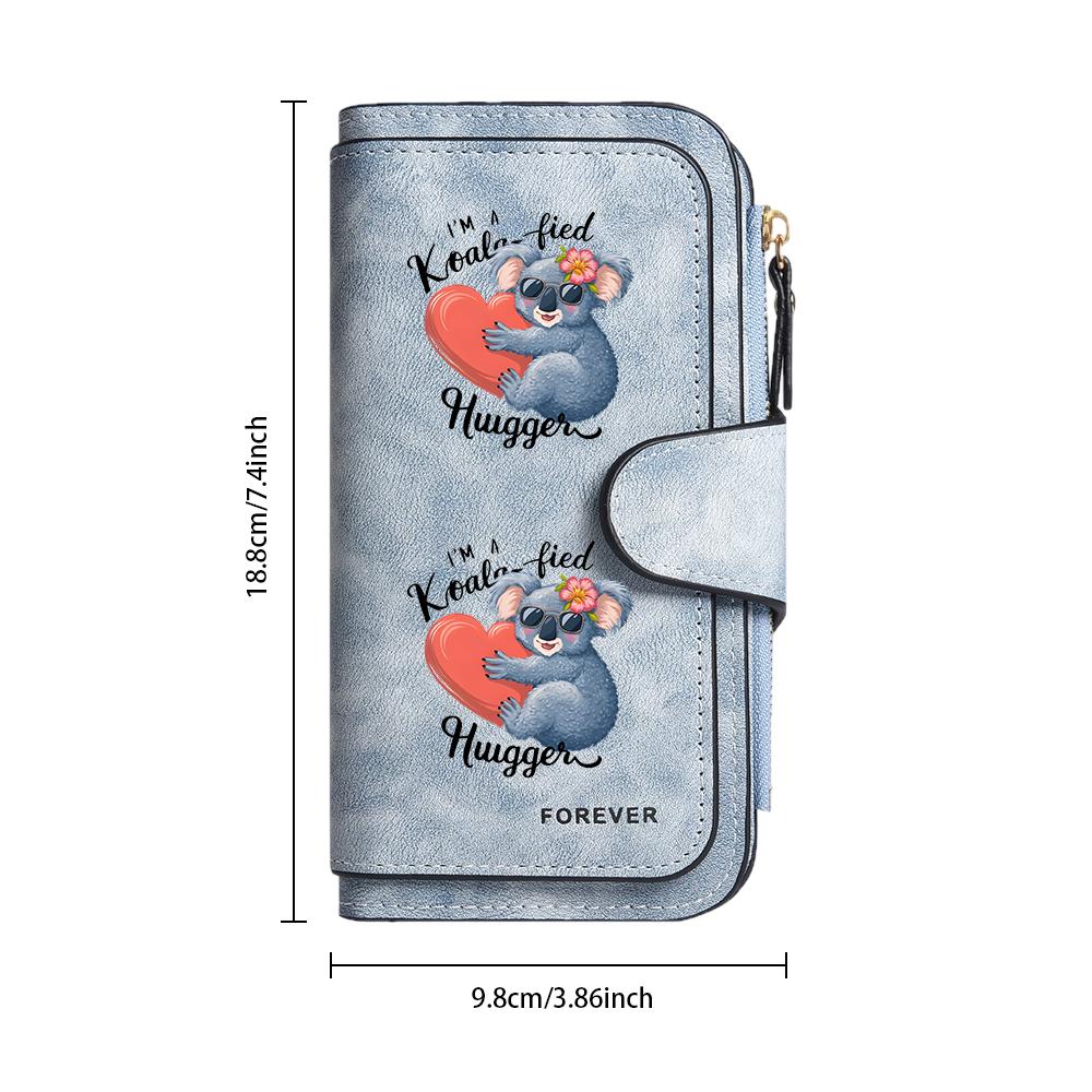 Cute Koala Print Women Long Wallet Fashion Faux Leather Card Holder Purse