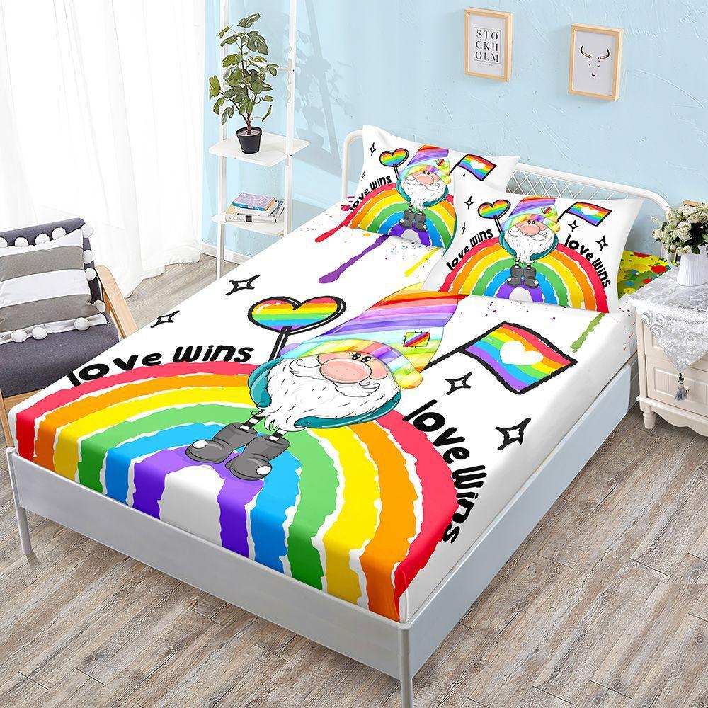 Three-Piece Mattress, Mattress Cover, Rainbow Dwarf Love Letter Mattress Cover.