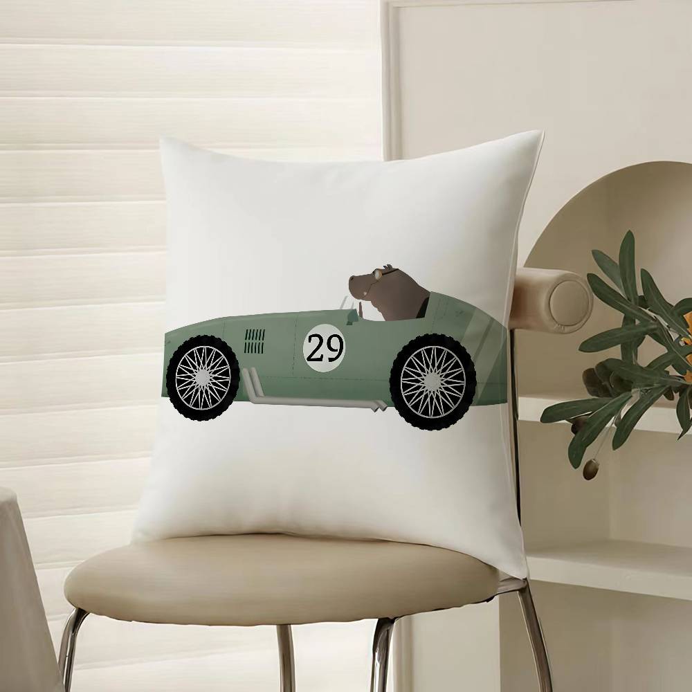 Cute Cartoon Animals Car Art Pillow Case Comfort Sofa Bed Silky elegant Invisible zipper Decorative cushion cover