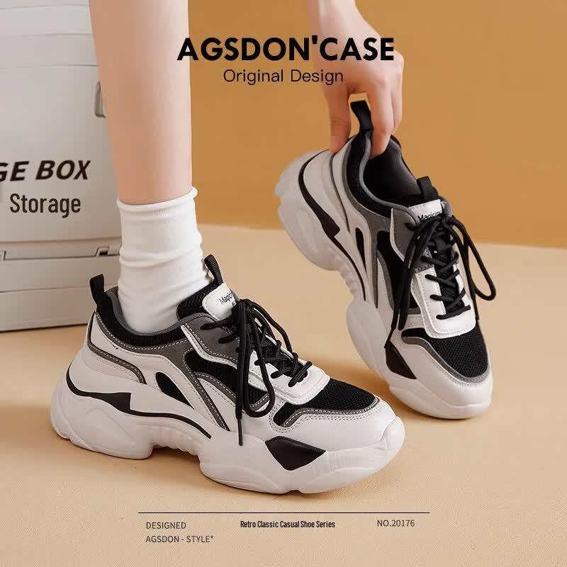Agsdon Women s Mesh Platform Dad Sneakers 35